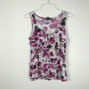 WHBM White Floral Blouse